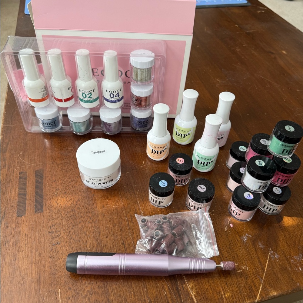 Dip Powder Nail Set — Multicolor Shimmer Collection